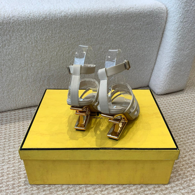 FENDI HIGH SANDAL 10 CM IN BEIGE CALFSKIN