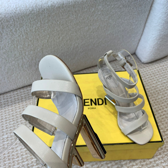 FENDI HIGH SANDAL 10 CM IN BEIGE CALFSKIN