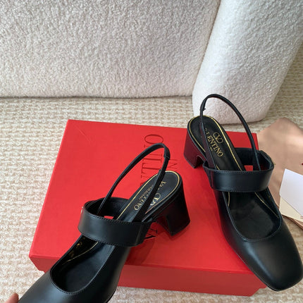VLOGO LOCKER MARY-JANE SLINGBACK PUMPS IN BLACK CALFSKIN 65 MM