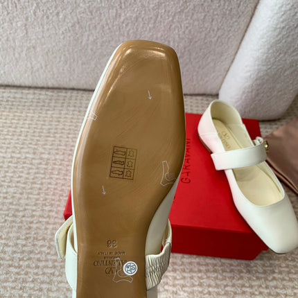 VLOGO LOCKER MARY-JANE BALLERINA IN WHITE CALFSKIN