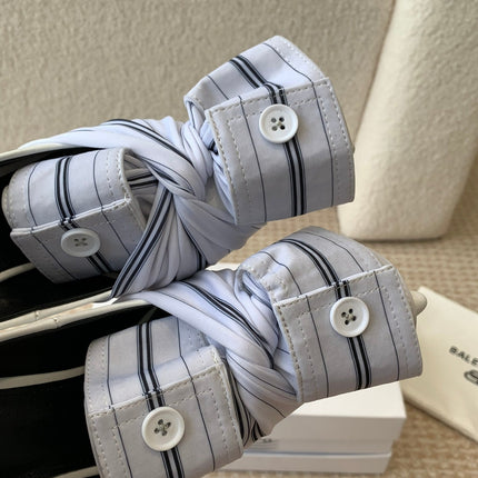 KNIFE CHEMISE HIGH PUMPS IN WHITE COTTON AND CALFSKIN