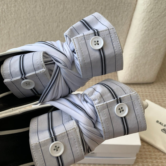 KNIFE CHEMISE HIGH PUMPS IN WHITE COTTON AND CALFSKIN