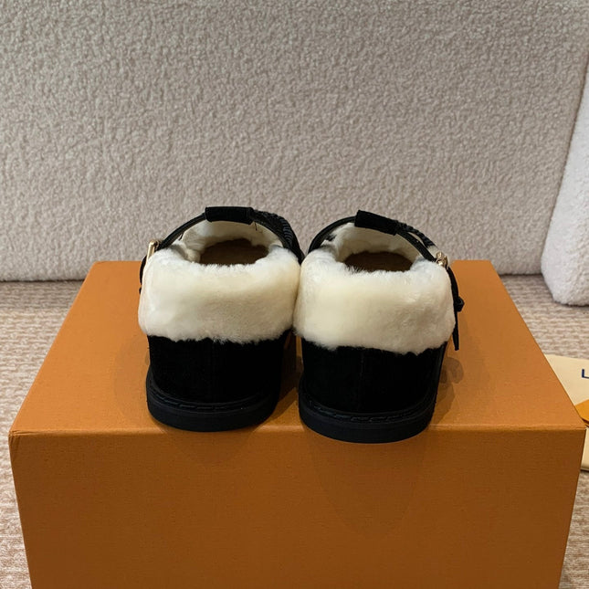 COLORADO COMFORT MARY JANE IN BLACK SUEDE AND SHEARLING LINING