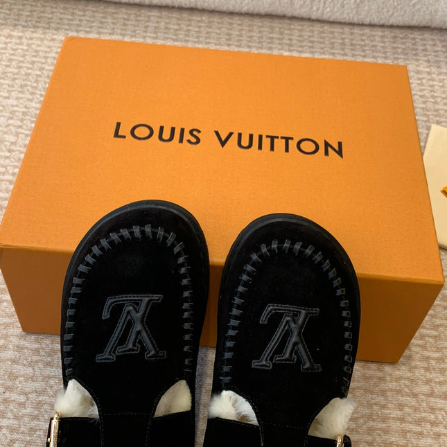 COLORADO COMFORT MARY JANE IN BLACK SUEDE AND SHEARLING LINING