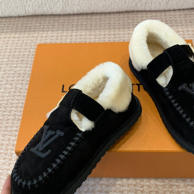 COLORADO COMFORT MARY JANE IN BLACK SUEDE AND SHEARLING LINING
