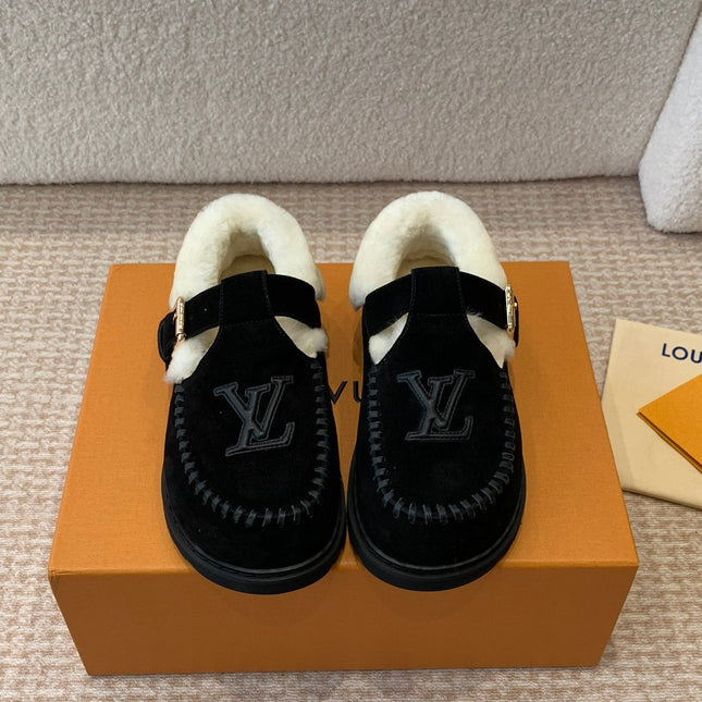 COLORADO COMFORT MARY JANE IN BLACK SUEDE AND SHEARLING LINING