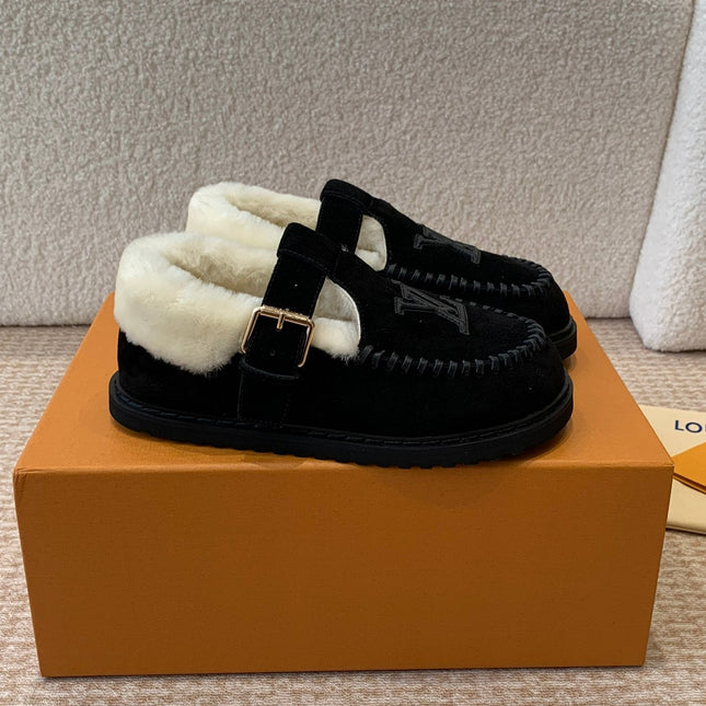 COLORADO COMFORT MARY JANE IN BLACK SUEDE AND SHEARLING LINING