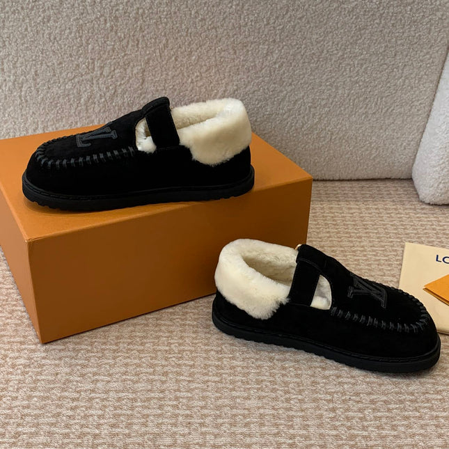 COLORADO COMFORT MARY JANE IN BLACK SUEDE AND SHEARLING LINING