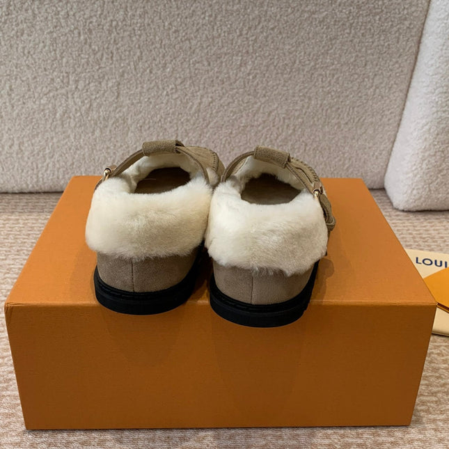COLORADO COMFORT MARY JANE IN KHAKI GREEN SUEDE AND SHEARLING LINING