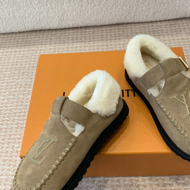 COLORADO COMFORT MARY JANE IN KHAKI GREEN SUEDE AND SHEARLING LINING