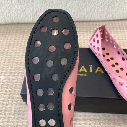 PERFO BALLET FLATS IN FLAMINGO PINK CALFSKIN
