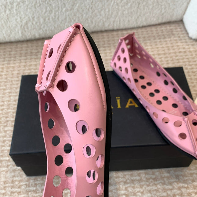 PERFO BALLET FLATS IN FLAMINGO PINK CALFSKIN