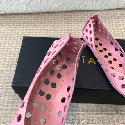 PERFO BALLET FLATS IN FLAMINGO PINK CALFSKIN