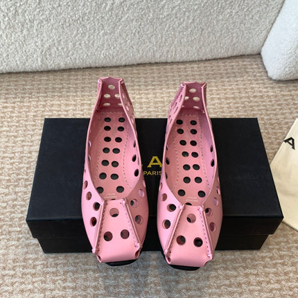 PERFO BALLET FLATS IN FLAMINGO PINK CALFSKIN
