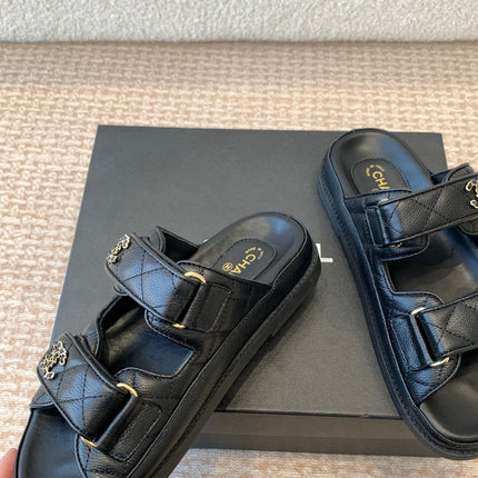 DAD SANDAL IN BLACK SHEEPSKIN MULE