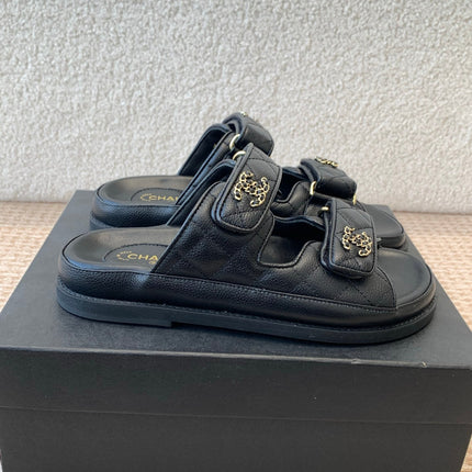 DAD SANDAL IN BLACK SHEEPSKIN MULE