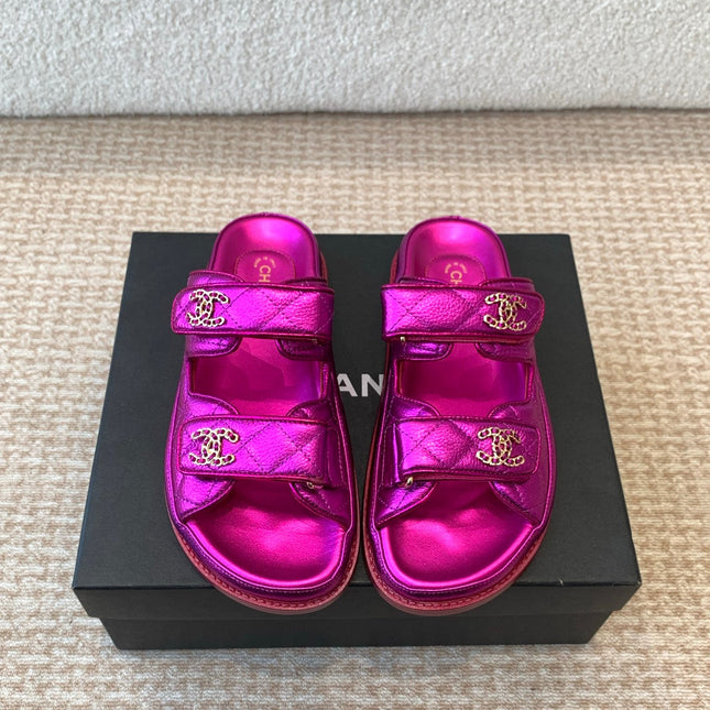 DAD SANDAL IN MAGENTA PURPLE SHEEPSKIN MULE