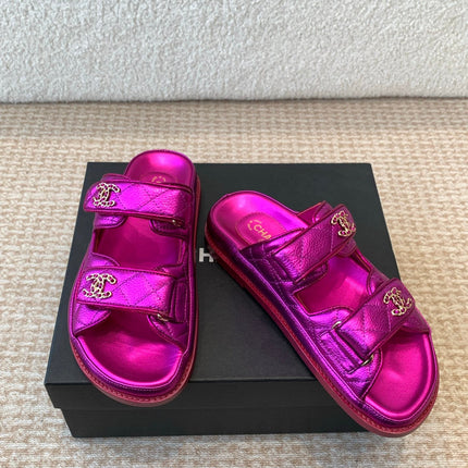 DAD SANDAL IN MAGENTA PURPLE SHEEPSKIN MULE