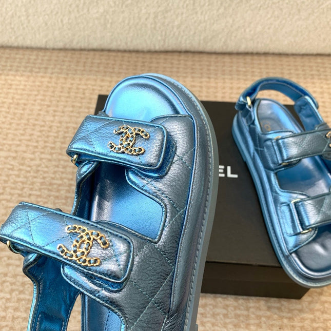 DAD SANDAL IN TEAL BLUE SHEEPSKIN