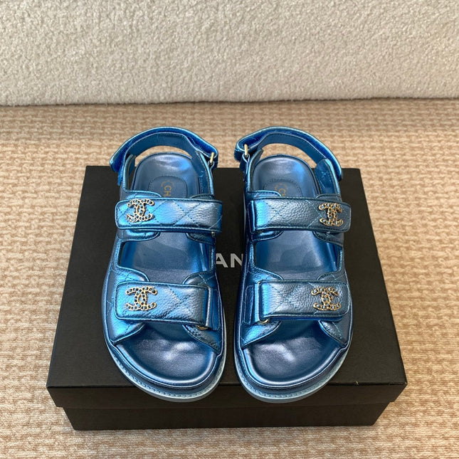 DAD SANDAL IN TEAL BLUE SHEEPSKIN