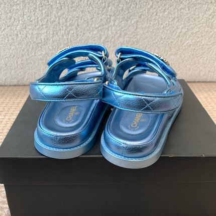 DAD SANDAL IN TEAL BLUE SHEEPSKIN