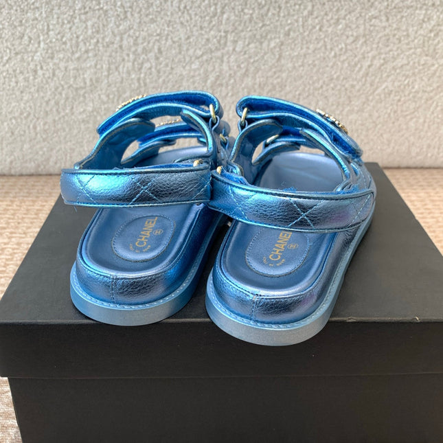 DAD SANDAL IN TEAL BLUE SHEEPSKIN