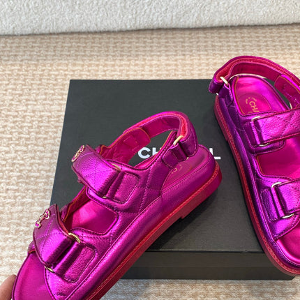 DAD SANDAL IN MAGENTA PURPLE SHEEPSKIN