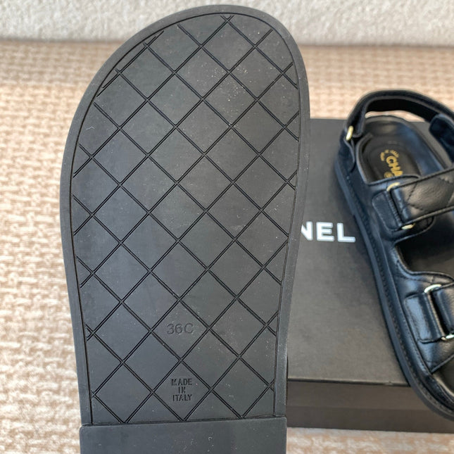 DAD SANDAL IN BLACK SHEEPSKIN