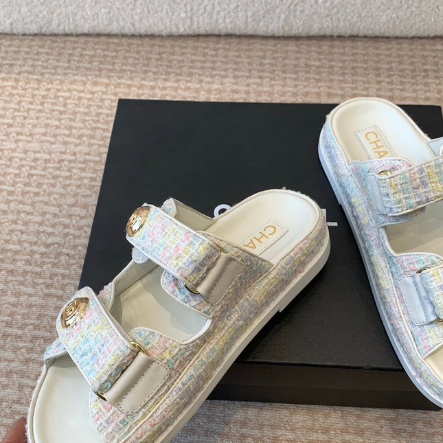 DAD SANDAL IN WHITE FABRIC WITH SEQUINS MULE