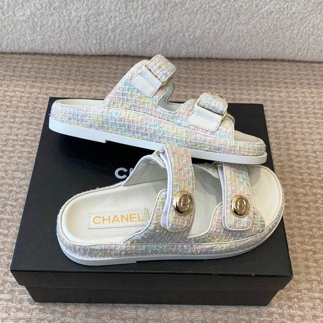 DAD SANDAL IN WHITE FABRIC WITH SEQUINS MULE