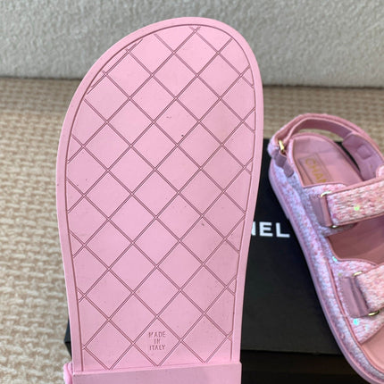 DAD SANDAL IN BRIGHT PINK FABRIC WITH SEQUINS