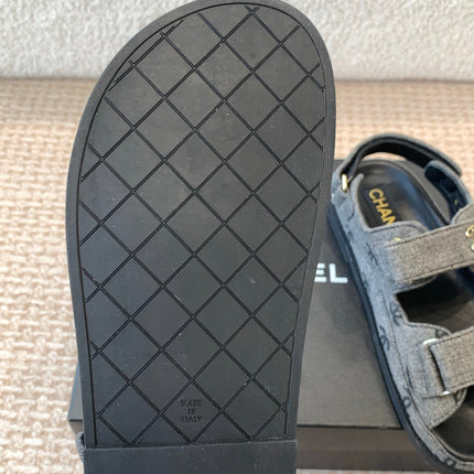 DAD SANDAL IN BLACK DENIM FABRIC