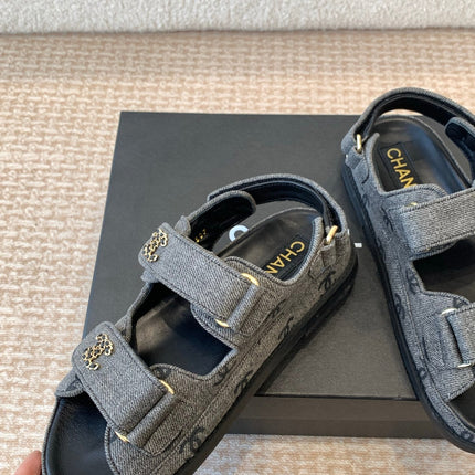 DAD SANDAL IN BLACK DENIM FABRIC