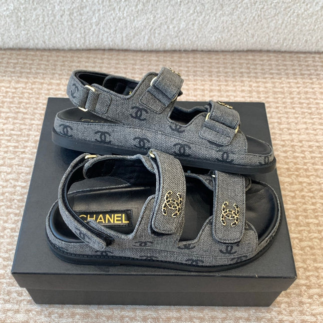 DAD SANDAL IN BLACK DENIM FABRIC