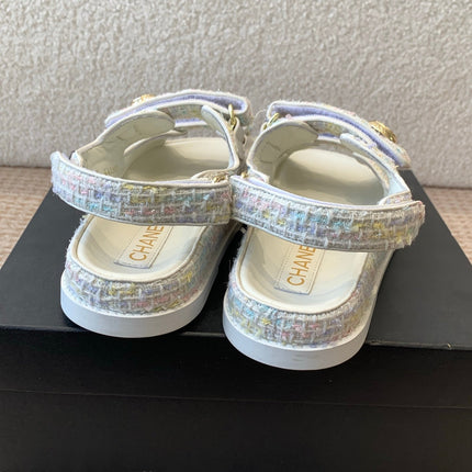 DAD SANDAL IN WHITE MIX COLORFUL FABRIC