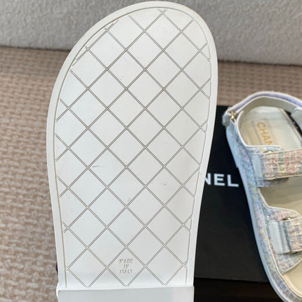 DAD SANDAL IN WHITE MIX COLORFUL FABRIC