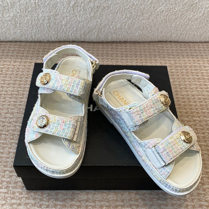 DAD SANDAL IN WHITE MIX COLORFUL FABRIC