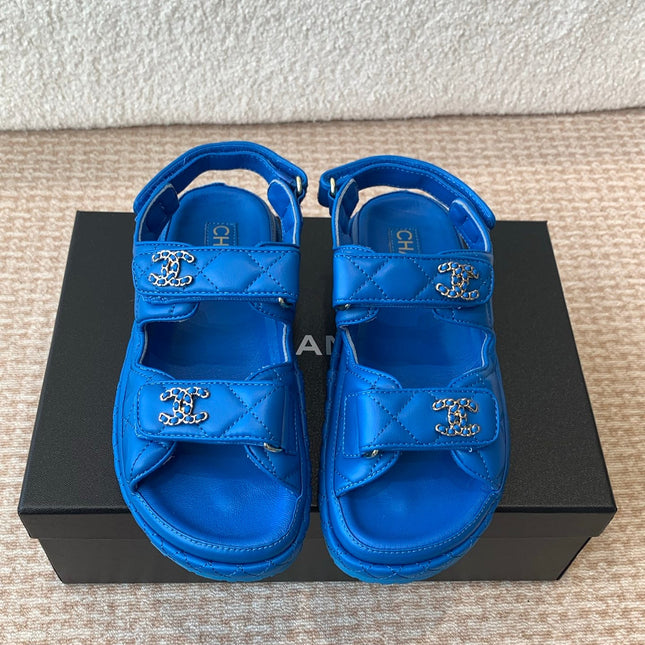 DAD SANDAL IN COBALT BLUE CALFSKIN