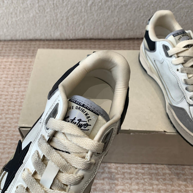 FORTY2 SNEAKERS WITH BLACK STAR WHITE CALFSKIN AND GREY SUEDE UPPER