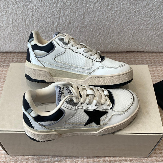 FORTY2 SNEAKERS WITH BLACK STAR AND WHITE LEATHER HEEL TAB