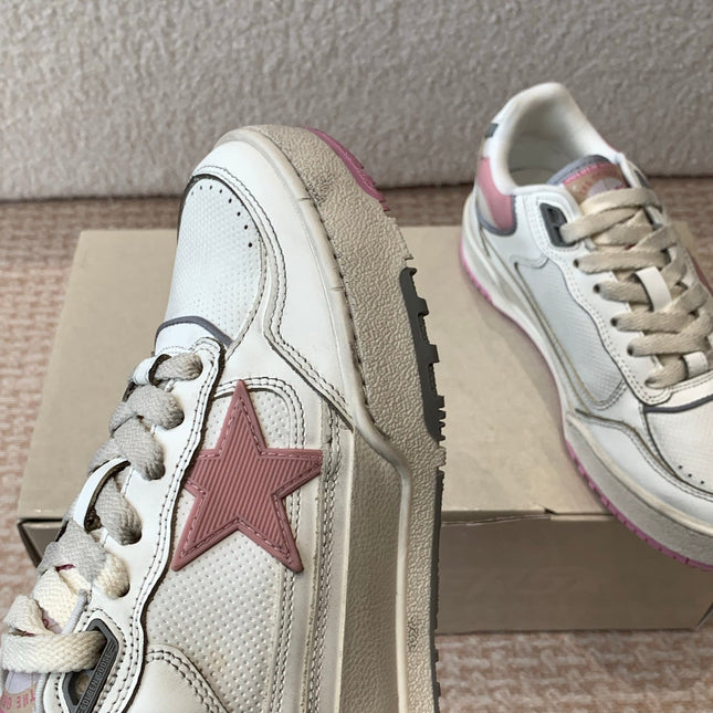 FORTY2 SNEAKERS WITH PINK STAR AND WHITE LEATHER HEEL TAB