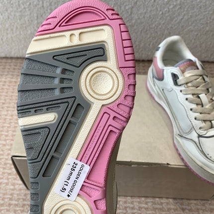 FORTY2 SNEAKERS WITH PINK STAR AND WHITE LEATHER HEEL TAB