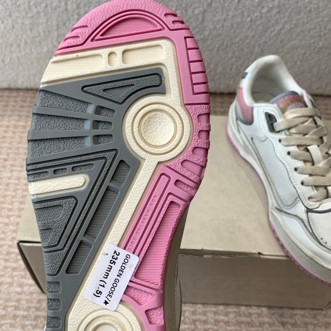 FORTY2 SNEAKERS WITH PINK STAR AND WHITE LEATHER HEEL TAB