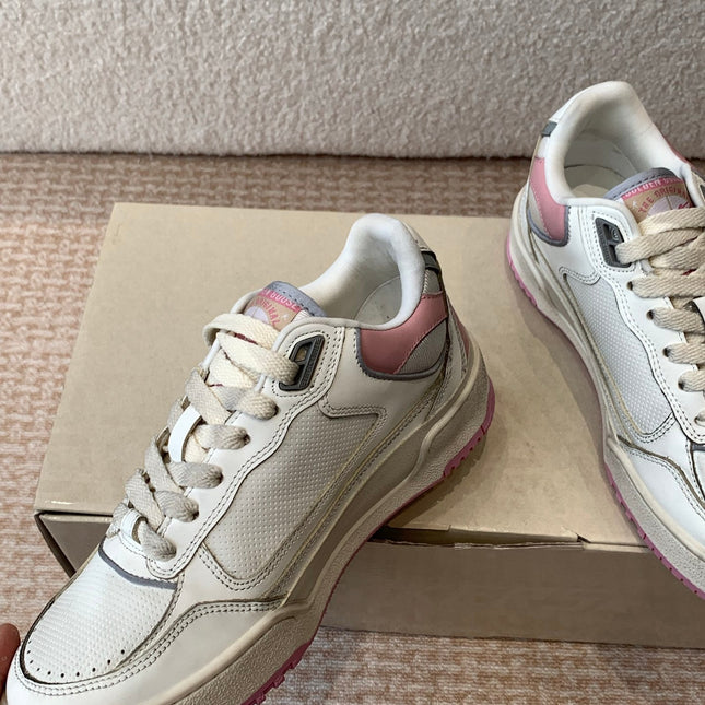 FORTY2 SNEAKERS WITH PINK STAR AND WHITE LEATHER HEEL TAB