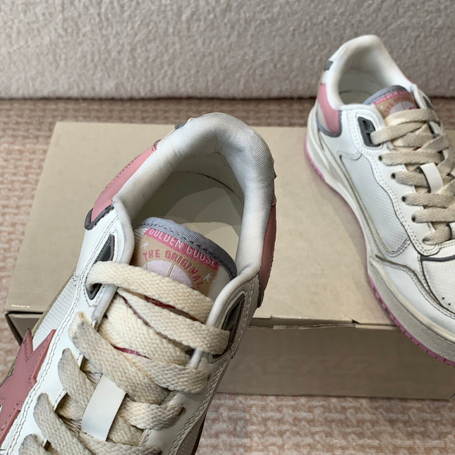 FORTY2 SNEAKERS WITH PINK STAR AND WHITE LEATHER HEEL TAB