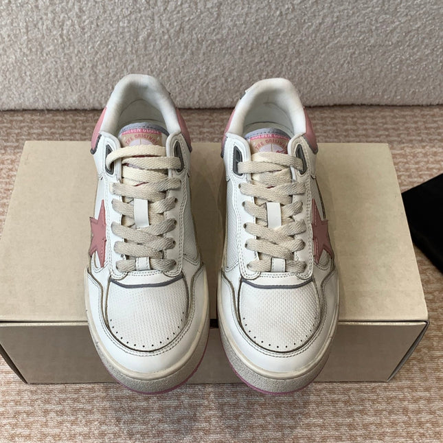 FORTY2 SNEAKERS WITH PINK STAR AND WHITE LEATHER HEEL TAB