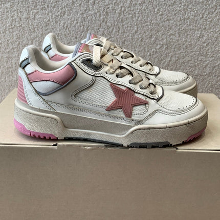 FORTY2 SNEAKERS WITH PINK STAR AND WHITE LEATHER HEEL TAB