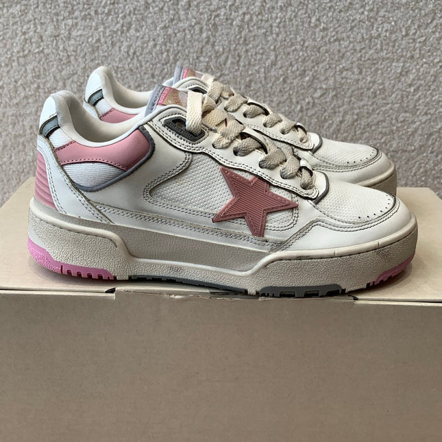 FORTY2 SNEAKERS WITH PINK STAR AND WHITE LEATHER HEEL TAB