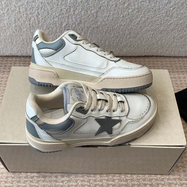 FORTY2 SNEAKERS WITH GREY STAR AND WHITE LEATHER HEEL TAB