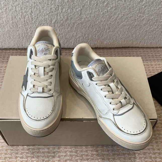 FORTY2 SNEAKERS WITH GREY STAR AND WHITE LEATHER HEEL TAB